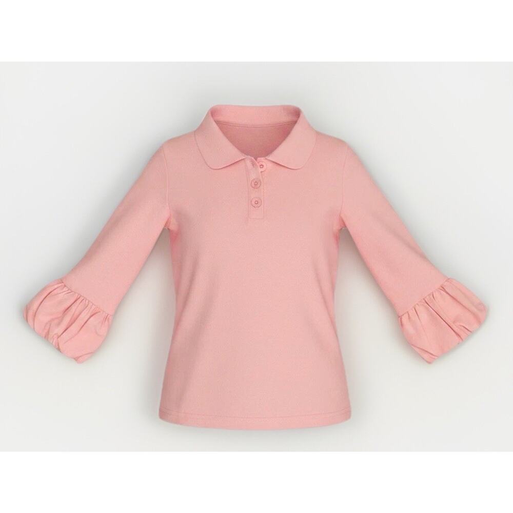 Matilda Jane Perfectly Paired Collared Puffer Tee Top Sz 8 Gossamer Pink